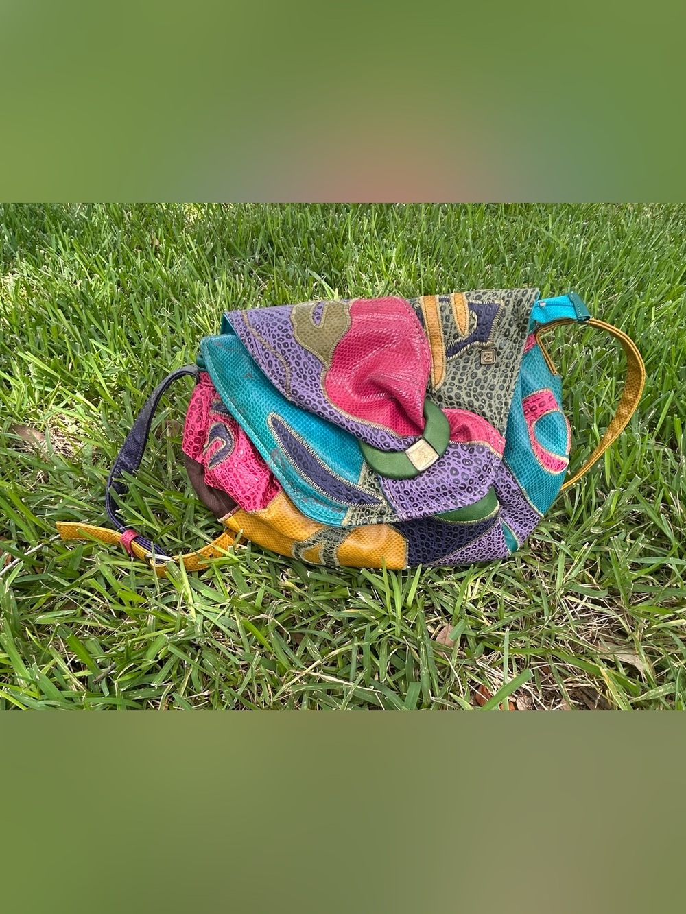Vintage NAS Colorblock Multicolor Women's Shoulder Bag Vibrant Patchwork Design